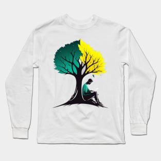 Book Reading under a Tree - Designs for a Green Future Long Sleeve T-Shirt